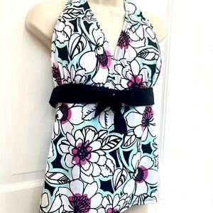 Lovely Floral Halter Tankini Top by Shore Club Sz 18 NWT’s